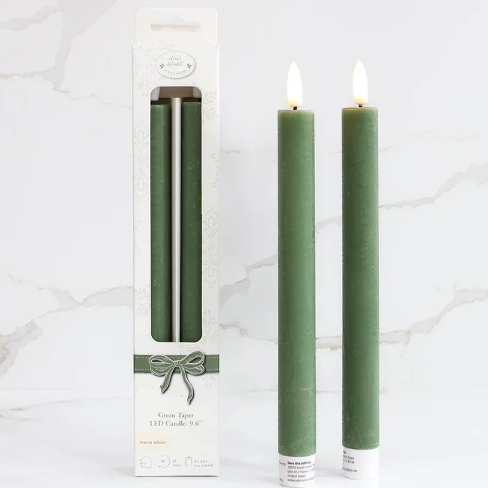 10″ Green LED Taper Candlesticks -Set of 2Cosmetics