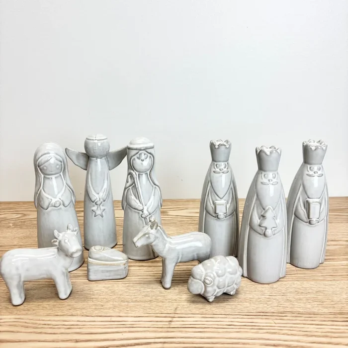 10 pc. Stoneware Nativity Set with Reactive GlazeCosmetics