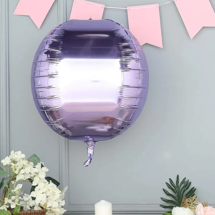 2 Pack 18″ 4D Lavender Lilac Sphere Mylar Foil Helium or Air BalloonsDecorations