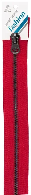 2 Pack – Coats Gunmetal Closed End Zipper 14″-Red – F68 14-2250