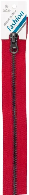 2 Pack – Coats Gunmetal Closed End Zipper 9″-Red – F68 9-2250