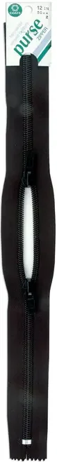 2 Pack – Coats Purse Double Slider Zipper 18″-Black – F53 18-2