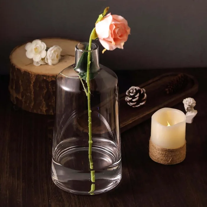 2-Pack Glass Bud Vases Tapered Neck Design Clear – Stylish Floral Table Centerpieces 12″Centerpieces
