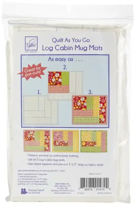 3 Pack – June Tailor Quilt As You Go Log Cabin Mug Mats 3/Pkg-Finished Size 8.5″X10.5″ – JT1472