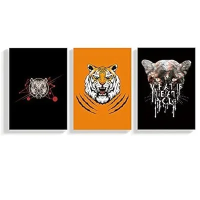 3 Panel Canvas Wall Art Black Color Block Canvas Prints Painting Wall Decor for Living Room Wooden Framed Home Decorations – 16