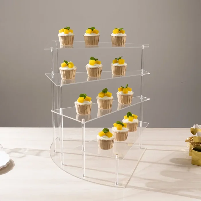 4-Tier Acrylic Cupcake Display Stand Clear Spiral Stairway Design for Dessert Perfume Retail Jewelry & Collectibles 17″Cake Stands