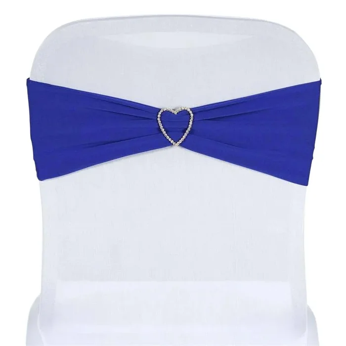 5 Pack Stretch Spandex Chair Sashes Royal Blue – Fitted Finish Two Ply Heavy Duty Chair Bands 5″x12″Chair Sashes