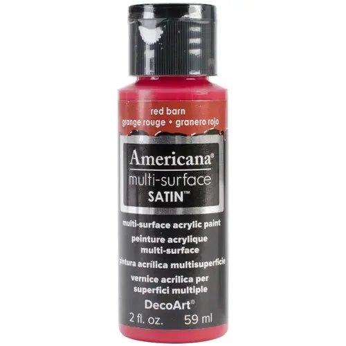 6 Pack – DecoArt Americana Multi-Surface Satin Acrylic Paint 2oz-Red Barn – DA5-30-07