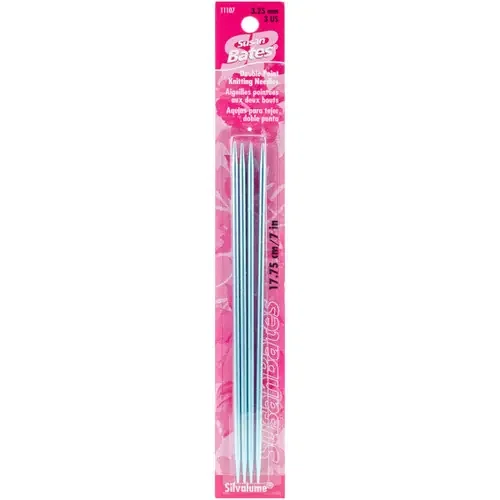 6 Pack – Susan Bates Silvalume Double Point Knitting Needles 7″ 4/Pkg-Size 3/3.25mm – 111073