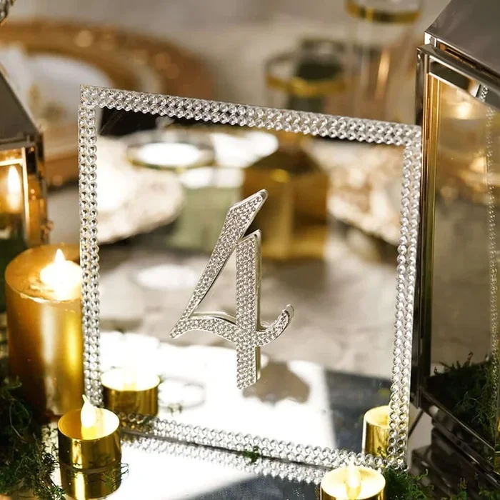 6-Pack Hanging Wall Decor Square Glass Mirror Table Centerpiece – Decorative Reflective Display 8″Centerpieces
