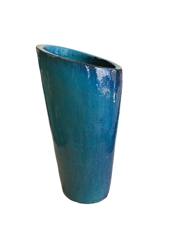 8331N19 – Marble Green Slanted Ceramic PlanterPots & Planters