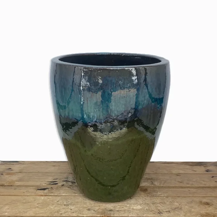 9833P53 – Aqua/Apple Green Ceramic Wide Noodle PotPots & Planters