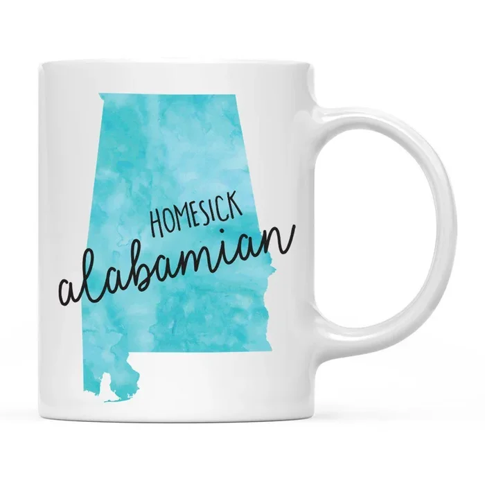 Andaz Press 11oz Black Homesick Watercolor US State Coffee MugSet of 1