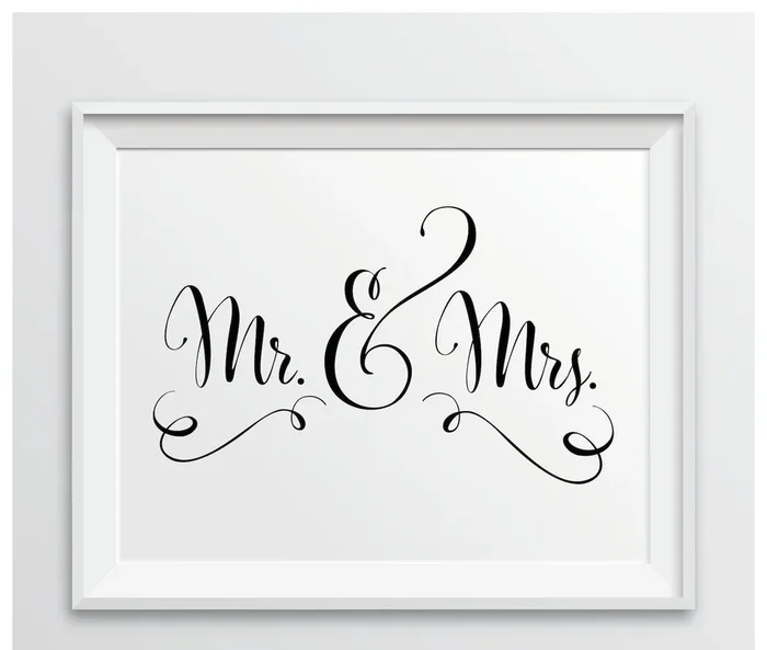 Andaz Press 8.5 x 11-Inch Formal Black & White Wedding Party SignsSet of 1