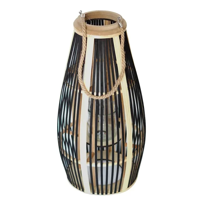 Bamboo Glass Lantern, 34″