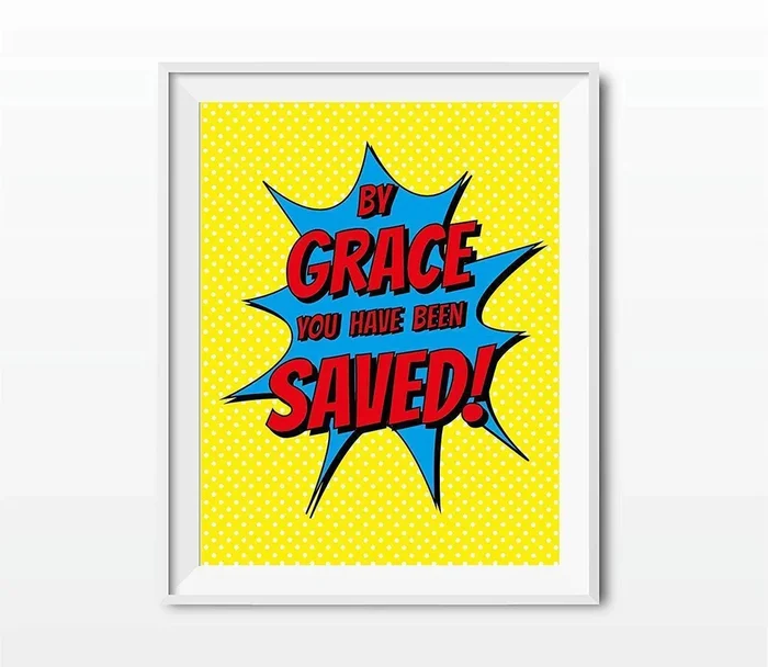 Bible Verses Religious Wall Art, Superhero Pop ArtSet of 1