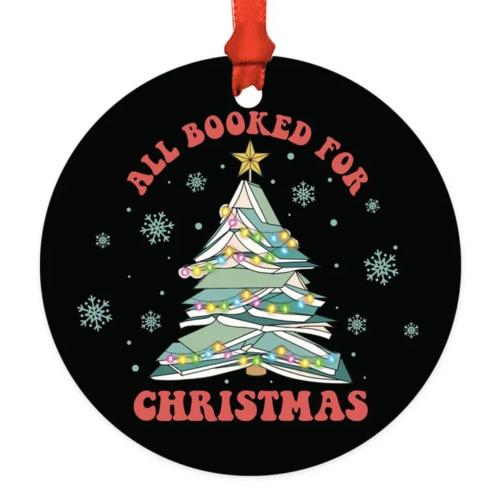 Book Lover Metal Ornament All Booked For Christmas – Book Lovers GiftSet of 1