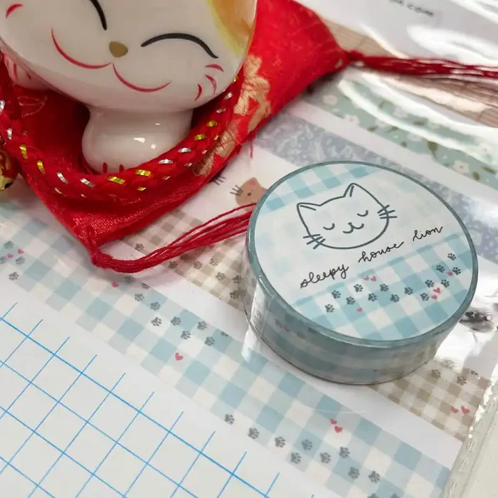 Buffalo Plaid Pattern and Paws Washi Tape – Blue
