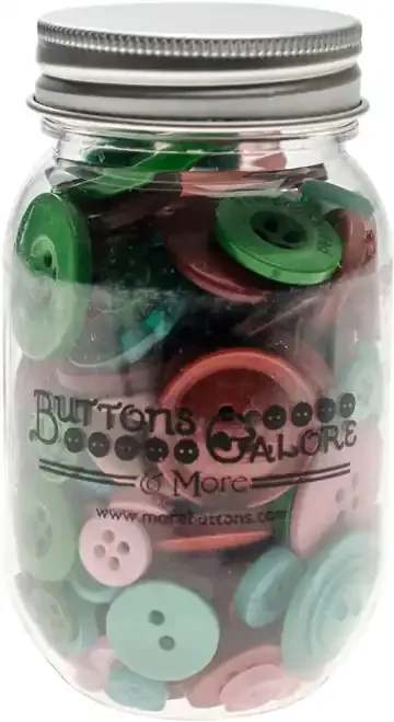 Buttons Galore Button Mason Jars-Retro Christmas – MJ-117