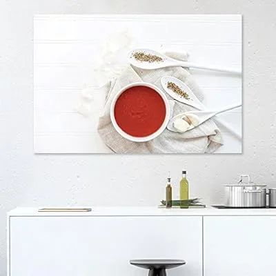 Canvas Wall Art – Spoons of Seasonings on White Table – Giclee Print Gallery Wrap Modern Home Art Ready to Hang – 16×24 inches