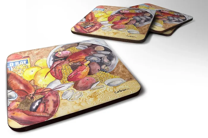 Caroline’s Treasures 8719FC Lobster Foam Coasters (Set of 4), 3.5 H x 3.5 W, Multicolor