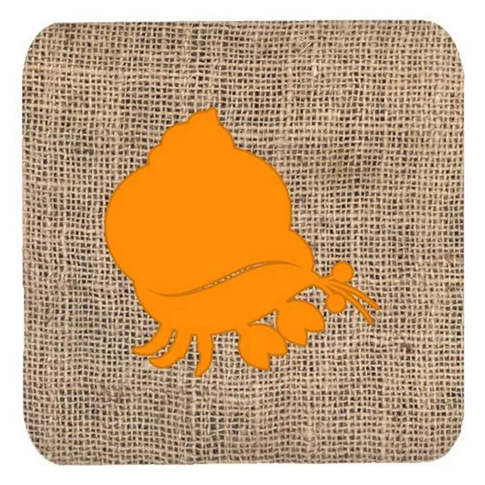 Caroline’s Treasures BB1102-BL-OR-FC Hermit Crab Burlap and Orange Foam Coasters (Set of 4), 3.5 H x 3.5 W, Multicolor