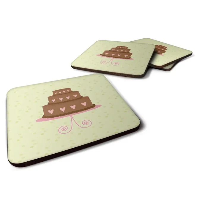 Caroline’s Treasures Heart Chocolate Cake on Green Decorative coasters, 3.5, Multicolor