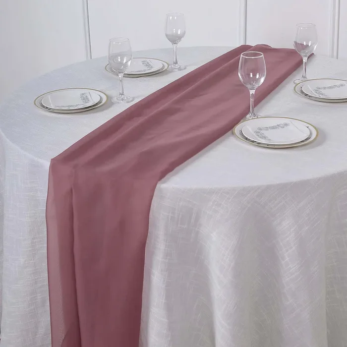 Chiffon 6ft Table Runner Mauve/Cinnamon Rose – Flowy & Lightweight Table DecorRunners