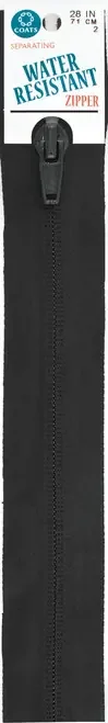 Coats Water-Resistant Separating Zipper 28″-Black – F33 28-2