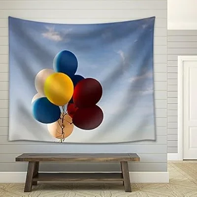 Colorful Balloons Flying in The Air – Fabric Wall Tapestry Home Decor – 68×80 inches