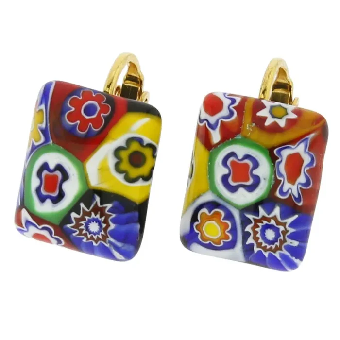 ColorSplashMillefioriRectangularClipEarrings-Multicolor