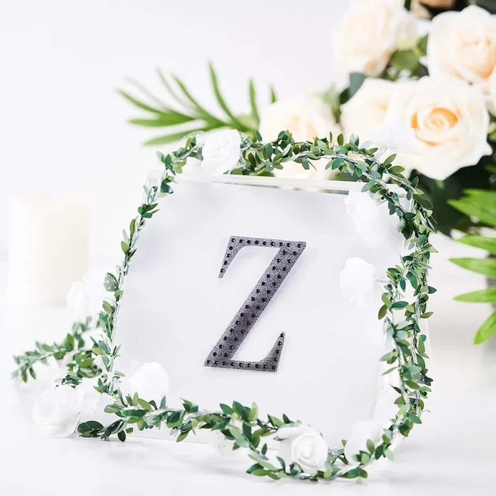 Decorative Rhinestone Alphabet “Z” Letter Stickers, Glitter Adhesive Craft Letters Black DIY Sparkle Embellishments 4″Decorations