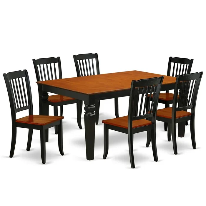 East West Furniture Dining Room Set Black & Cherry, WEDA7-BCH-W