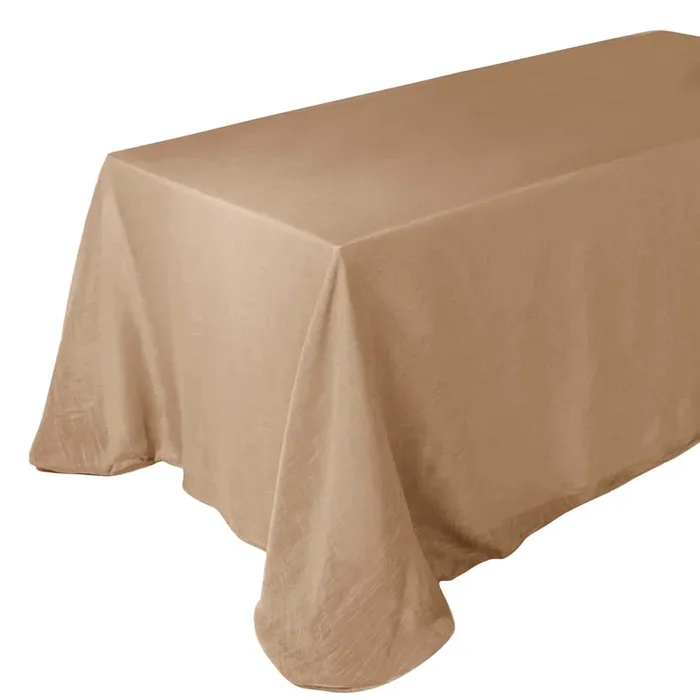 Faux Linen 90″x132″ Rectangular Tablecloth Natural – Slubby Texture Wrinkle-Resistant Seamless Table CoverTablecloths