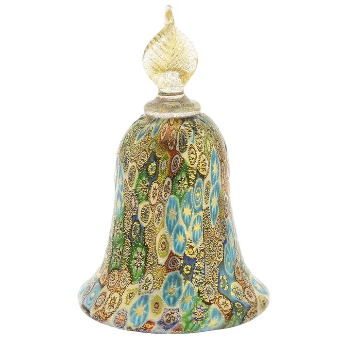 GoldenQuiltMulticolorGreenMillefioriBell