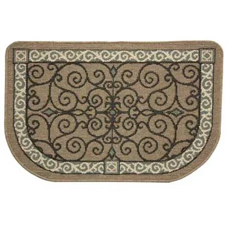 Half Round Washable Eastly Scroll Fireplace RugHearth