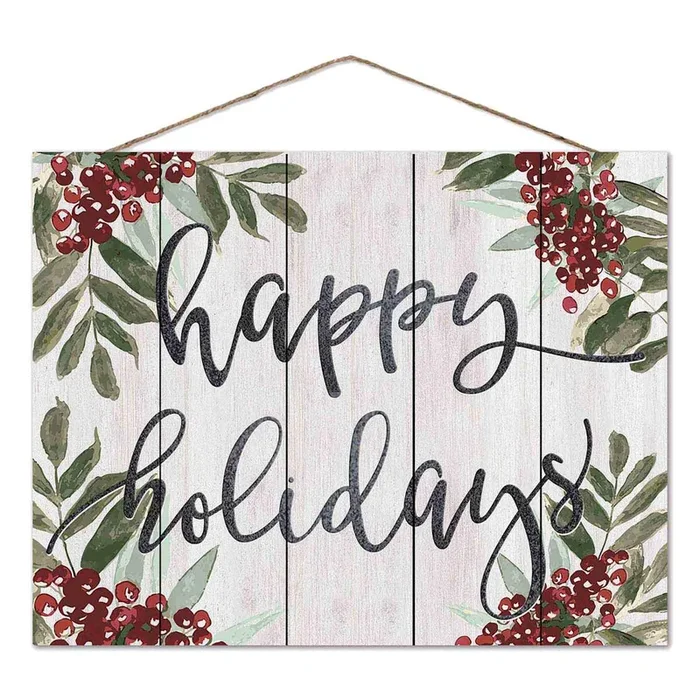 Happy Holidays Pallet Plaque with Glitter & Paint Mix Texture, 14×18