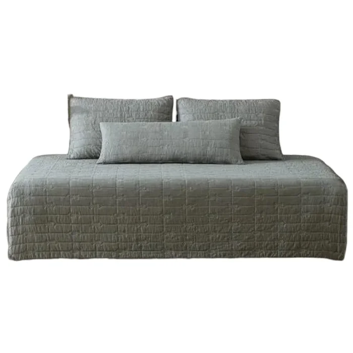 Hivvago Lightweight Dark Green Brick Fish Pattern 4 Piece Cotton Daybed Cover Set