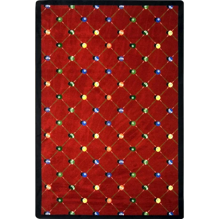 Joy Carpets Games People Play Billiards 5’4 x 7’8 Area Rug in Color Red
