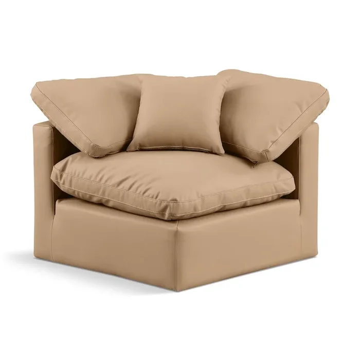 Meridian Furniture Indulge Tan Vegan Leather Corner Chair