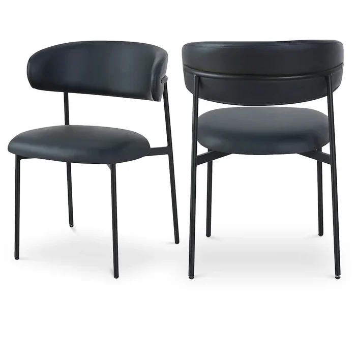 Meridian Furniture Lupita Black Vegan Leather Dining Chair, Set of 2