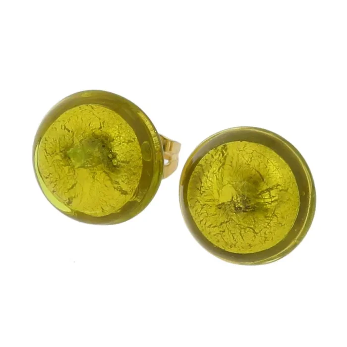 MuranoButtonStudEarrings-HerbGreenGold
