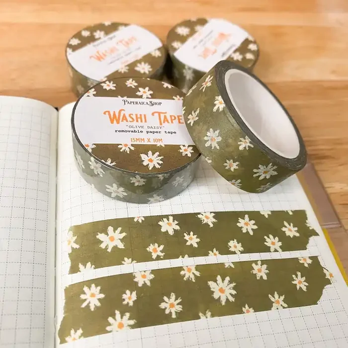 PaperaicaShop Washi Tape – Olive Daisy