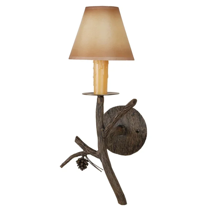 Pine Candle Wall Sconce w/ Candle Drip CoverLighting