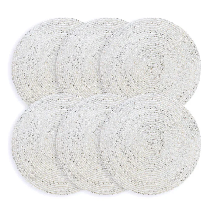 Set of 6 Dune Boucle Round Placemats, 15″