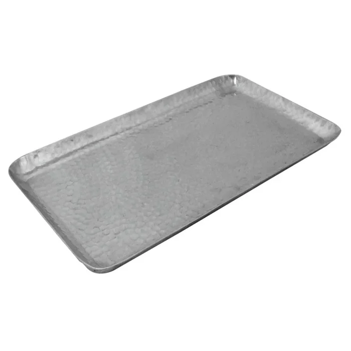 Silver Aluminum Hammered Tray, 14×8