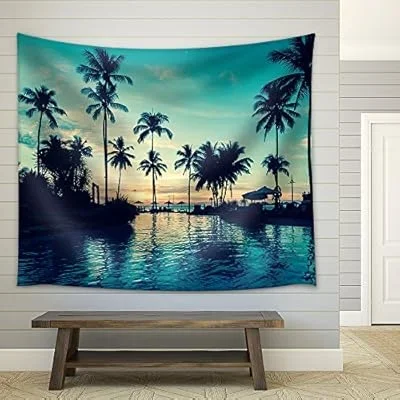 Soft Twilight of The Amazing Tropical Marine Beach. – Fabric Wall Tapestry Home Decor – 51×60 inches