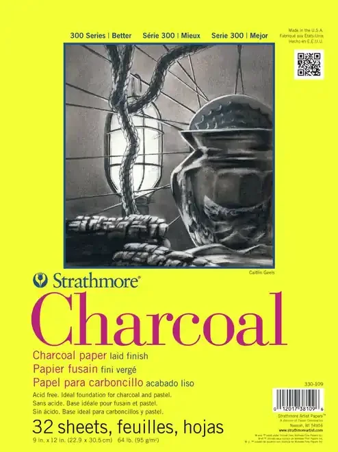Strathmore White Charcoal Paper Tape Bound Pad 9″X12″-32 Sheets – 62330109