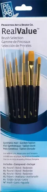 Synthetic Gold Taklon Real Value Brush Set-6/Pkg – P9132