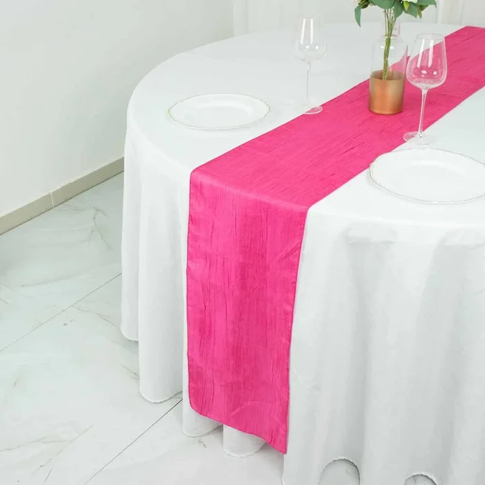 Taffeta 12″x108″ Table Runner Fuchsia – Accordion Crinkle DesignRunners